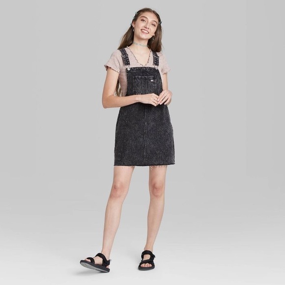 Wild Fable Women's Denim Pinafore Dress - Picture 2 of 11